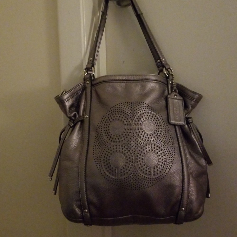 Silver coach purse